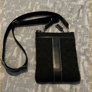 Black leather/fabric Coach crossbody